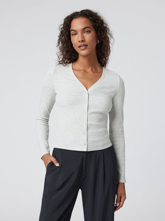 Vuori Sweaters - Vuori Long Sleeve Pose Cardigan | Size: Large | light heather grey